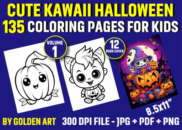 135 Cute Kawaii Halloween Coloring Pages