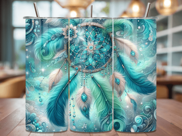 Aqua Blue Dreamcatcher Sparkle Tumbler: A Deep Dive into the Design