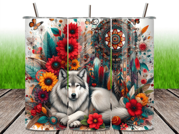 Boho Wolf Dreamcatcher Tumbler Wrap: A Designer's Take