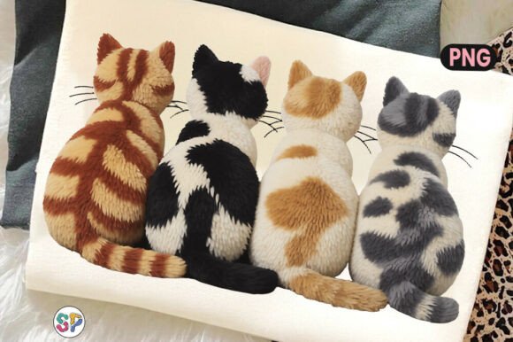 Crafting Cozy Charm with Latch Hook Yarn Cats PNG