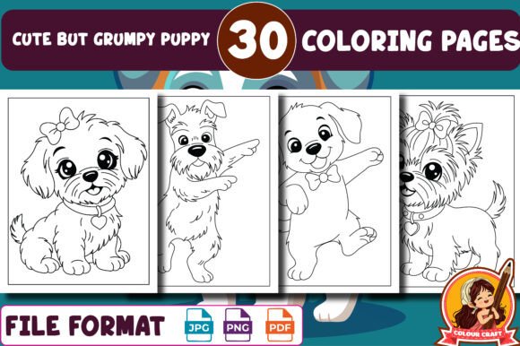 Cute but Grumpy Puppy Coloring Pages: A Designer's Delight