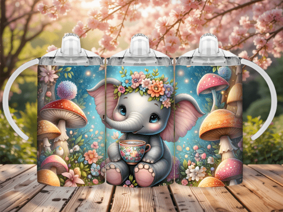 Elephant Mushroom Sippy Cup Kids Tumbler: A Whimsical Wrap for Modern Brands
