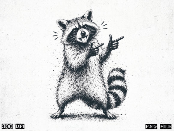 Funny Raccoon PNG: Vintage Sublimation Charm