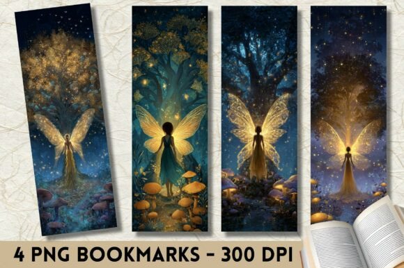 Golden Fairy Tree Mushroom Bookmark PNG: A Whimsical Design Asset
