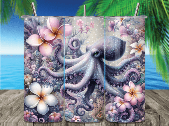 Plumeria Floral Octopus Tumbler Wrap: A Dive into Whimsical Drinkware Design