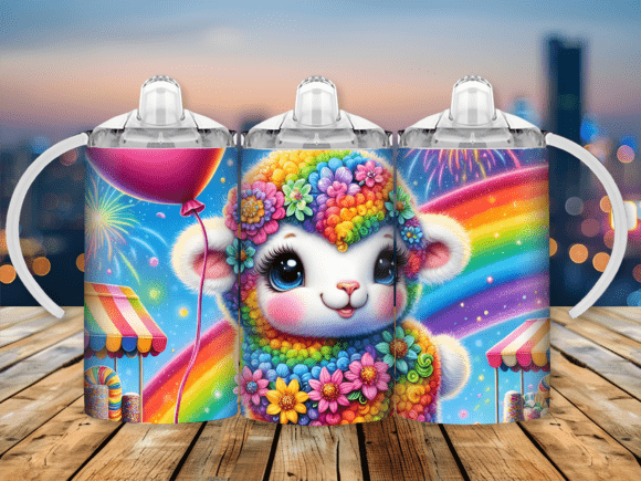 Rainbow Lamb Pride Sippy Cup Kid Tumbler: A Burst of Joyful Design