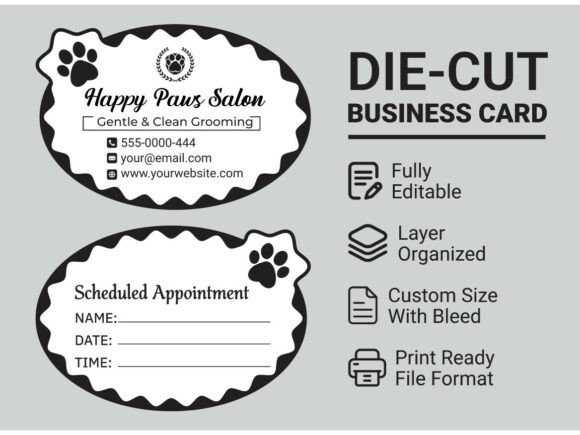 Unique Pet Salon Die-Cut Visiting Card: Make a Lasting Impression