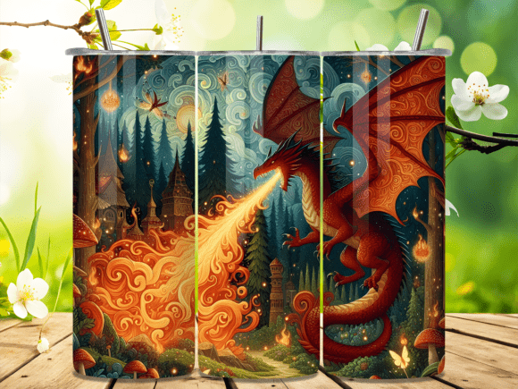 Unleash Your Brand with Dragon Medieval Castle Forest Tumbler Wrap